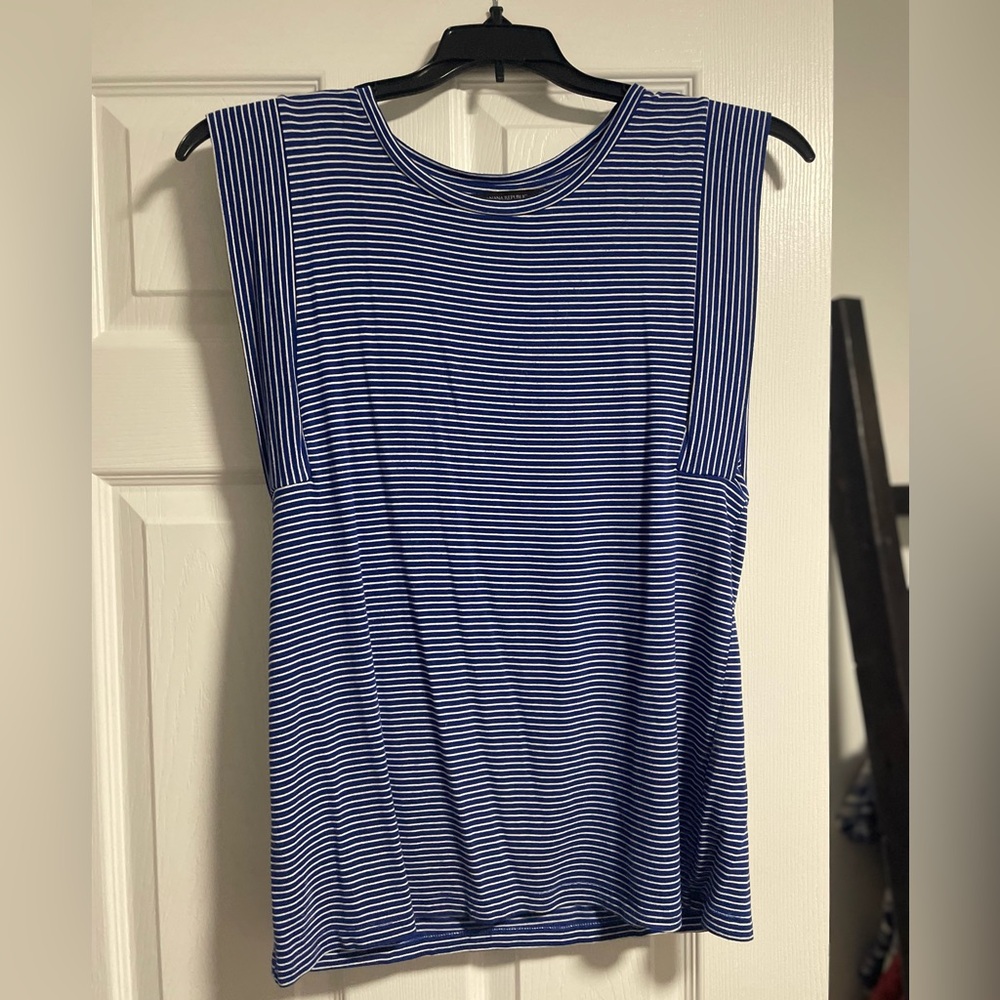 Banana Republic Blue and White Striped Tank Top